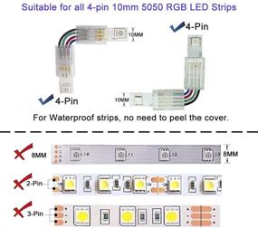 img 2 attached to 🔌 6 Packs of CENOZOIC L Shape 4-Pin RGB LED Connectors: 10mm Wide Right Angle Corner Solderless Adapter Terminal Extension for 5050 SMD RGB LED Light Strips