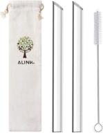 🥤 alink reusable glass boba straws: 14mm extra wide smoothie & bubble tea straws (pack of 2) with carrying case & cleaning brush logo