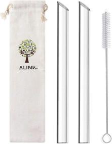 img 4 attached to 🥤 ALINK Reusable Glass Boba Straws: 14mm Extra Wide Smoothie & Bubble Tea Straws (Pack of 2) with Carrying Case & Cleaning Brush