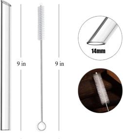 img 3 attached to 🥤 ALINK Reusable Glass Boba Straws: 14mm Extra Wide Smoothie & Bubble Tea Straws (Pack of 2) with Carrying Case & Cleaning Brush