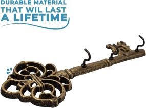 img 2 attached to 🔑 Comfify Decorative Wall Mounted Cast Iron Key Holder - Vintage Key with 3 Hooks - Rustic Cast Iron Hanger for Organizing Keys - 10.8" x 4.7" - includes Screws and Anchors