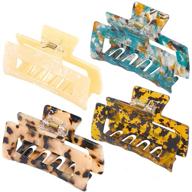 🐆 begood 4pcs large hair claw clips, tortoise shell banana hair clip barrettes for women, non-slip jaw hair clips clamps for thick or thin hair, leopard print stylish hair accessories logo