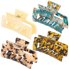 img 4 attached to 🐆 BEGOOD 4Pcs Large Hair Claw Clips, Tortoise Shell Banana Hair Clip Barrettes for Women, Non-slip Jaw Hair Clips Clamps for Thick or Thin Hair, Leopard Print Stylish Hair Accessories