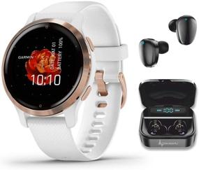 img 4 attached to 📟 Garmin Venu 2S GPS Sport Fitness Smaller-Sized Smartwatch, White Case and Rose Gold Bezel, AMOLED Display, Music with Wearable4U Black Earbuds and Charging Case Bundle