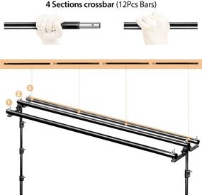 img 1 attached to Стойка для фона Julius Studio Triple Crossbar 10ft x 9.6ft с регулируемым кронштейном, крепежным кронштейном, 6 зажимов, сумка для переноски | JSAG596