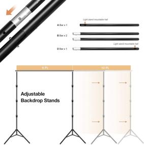 img 2 attached to Стойка для фона Julius Studio Triple Crossbar 10ft x 9.6ft с регулируемым кронштейном, крепежным кронштейном, 6 зажимов, сумка для переноски | JSAG596