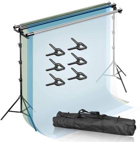 img 4 attached to Стойка для фона Julius Studio Triple Crossbar 10ft x 9.6ft с регулируемым кронштейном, крепежным кронштейном, 6 зажимов, сумка для переноски | JSAG596