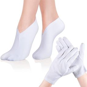 img 4 attached to Moisturizing Socks Gloves Pairs White
