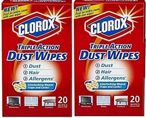 img 2 attached to 🧹 Clorox Triple Action Dust Wipes - 20 Count, Pack of 2: Advanced Cleaning Power for Dust and Allergens