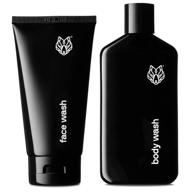 🖤 black wolf charcoal powder face and body wash bundle for men with oily skin - deep cleansing 2pc set - charcoal powder and salicylic acid to combat acne and purify your skin - ideal gift logo