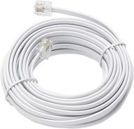 📞 25ft white telephone extension line cord cable wire with standard rj11 plugs for land phone lines logo