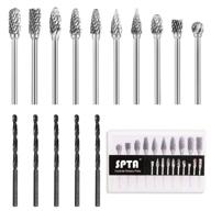 spta carbide burr set: 10pcs 1/4'' cutting 🔪 diameter, double cut tungsten carbide burrs for carving, polishing, engraving logo