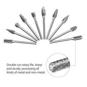 img 2 attached to SPTA Carbide Burr Set: 10Pcs 1/4'' Cutting 🔪 Diameter, Double Cut Tungsten Carbide Burrs for Carving, Polishing, Engraving