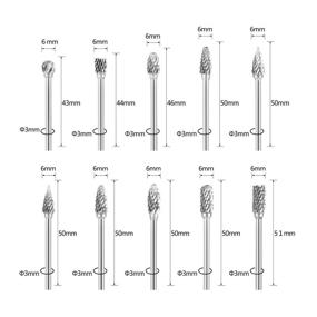 img 3 attached to SPTA Carbide Burr Set: 10Pcs 1/4'' Cutting 🔪 Diameter, Double Cut Tungsten Carbide Burrs for Carving, Polishing, Engraving