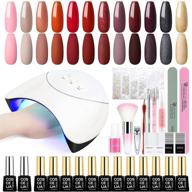 gel nail polish kit with uv light starter - 36w nail dryer lamp, 12pcs glitter nail polish set - red, pink, gold, grey, nude gel polish with base & top coat, nail art decoration, rhinestone manicure set - diy logo