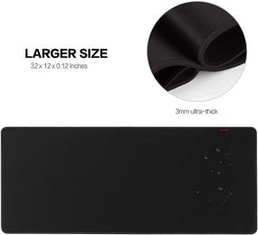 img 3 attached to 🖱️ Psitek XXL Large Gaming Mouse Pad – 32x12 Inches Black Extended Desk Keyboard Mousepad | Waterproof Cloth Surface for Precision with Durable Stitched Anti-Fray Edges