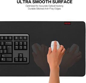 img 2 attached to 🖱️ Psitek XXL Large Gaming Mouse Pad – 32x12 Inches Black Extended Desk Keyboard Mousepad | Waterproof Cloth Surface for Precision with Durable Stitched Anti-Fray Edges