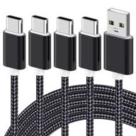 пакет usb c кабелей - 4 в 1 (0.8/3.3/3.3/6.6ft) нейлоновый оплетенный зарядный кабель type c - быстрая зарядка usb a кабеля type c для samsung galaxy s10 s9 note 9 8, lg g7 v30 v20 g6, moto g7 g6 и другие usb c зарядные устройства. логотип