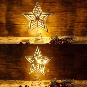 img 1 attached to 🎄 Lulu Home Golden LED Christmas Tree Topper - 11.8" X 9.5" - Festive Lighted Xmas Tree Ornament Decoration