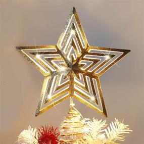 img 4 attached to 🎄 Lulu Home Golden LED Christmas Tree Topper - 11.8" X 9.5" - Festive Lighted Xmas Tree Ornament Decoration