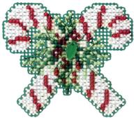 candy canes beaded cross stitch ornament kit - mill hill 2011 winter holiday mh18-1302 logo