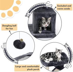 img 2 attached to 🐱 Premium SUPERJARE Cat Tree with Bonus Scratching Board, Plush Perch, and Dangling Ball - Pet Play Condo Furniture for Kittens and Cats