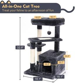 img 1 attached to 🐱 Premium SUPERJARE Cat Tree with Bonus Scratching Board, Plush Perch, and Dangling Ball - Pet Play Condo Furniture for Kittens and Cats