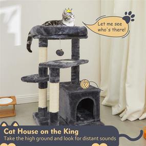 img 3 attached to 🐱 Premium SUPERJARE Cat Tree with Bonus Scratching Board, Plush Perch, and Dangling Ball - Pet Play Condo Furniture for Kittens and Cats