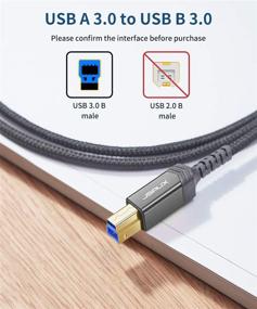 img 3 attached to 🔌 JSAUX USB 3.0 Cable A Male to B Male 6.6ft – Nylon Braided Cord for Docking Station, External Hard Drives, Scanners, Printers, and More (Grey)