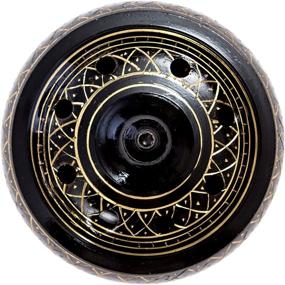img 2 attached to 🎨 Artistically Carved Brass Burner with Stunning Solid Black Finish - 3.5 Inches Tall, Including Wood Coaster