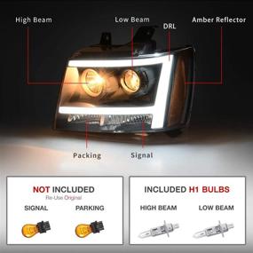 img 2 attached to 🚗 Premium LED DRL Projector Headlight Assembly for 2007-2013 Chevy Avalanche Pickup Truck & 07-14 Chevy Suburban/Tahoe - Sleek Black Housing | SUV/Pickup Truck Replacement by AUTOSAVER88
