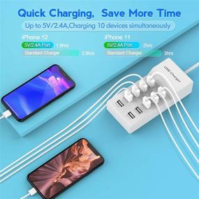 img 3 attached to Станция для зарядки 10 портов USB в стене - Быстрая зарядка с технологией автоматического определения | Гарантированная безопасность | Семейные умные порты USB для нескольких устройств - смартфоны, планшеты, ноутбуки и многое другое