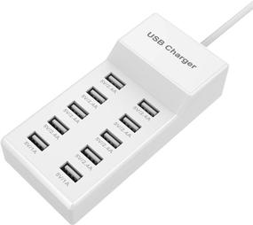 img 4 attached to Станция для зарядки 10 портов USB в стене - Быстрая зарядка с технологией автоматического определения | Гарантированная безопасность | Семейные умные порты USB для нескольких устройств - смартфоны, планшеты, ноутбуки и многое другое