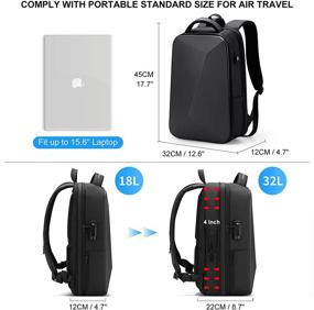 img 3 attached to FENRUIEN 15.6-Inch Anti-Theft Hard Shell Laptop Backpack - Slim, Expandable Business Travel Bag for Men - Black Waterproof with USB Port
