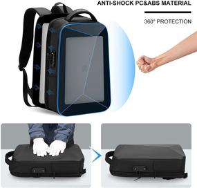 img 1 attached to FENRUIEN Рюкзак для ноутбука с жесткой оболочкой против кражи, 15,6 дюйма - Стройный, расширяемый деловой путешественнический мешок для мужчин - Черный, водонепроницаемый с USB-портом