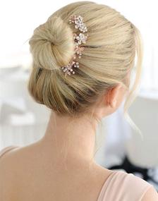 img 3 attached to 💍 Exquisite Mariell Handmade Brushed Rose Gold and Ivory Pearl Wedding Comb: Sparkling Crystal Jeweled Bridal Hair Accessory