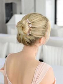img 1 attached to 💍 Exquisite Mariell Handmade Brushed Rose Gold and Ivory Pearl Wedding Comb: Sparkling Crystal Jeweled Bridal Hair Accessory