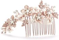💍 exquisite mariell handmade brushed rose gold and ivory pearl wedding comb: sparkling crystal jeweled bridal hair accessory logo