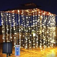 🌞 enhanced solar curtain lights: remote control waterproof fairy string lights with 300 leds, 8 modes - perfect for outdoor garden decor, weddings, parties & festivals! logo