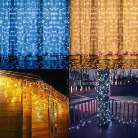 img 3 attached to 🌞 Enhanced Solar Curtain Lights: Remote Control Waterproof Fairy String Lights with 300 LEDs, 8 Modes - Perfect for Outdoor Garden Decor, Weddings, Parties & Festivals!