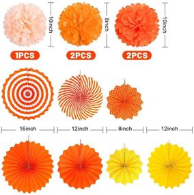 img 3 attached to Whaline Fall Party Decoration Set: Maple Leaves Banner, Orange Paper Fans, 🍁 Pom Poms, Swirls & Autumn Bunting Garlands for Thanksgiving, Fall Wedding & Birthday Parties