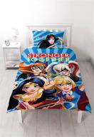dc super hero girls duvet cover and pillowcase set - uk single size/us twin size for enhanced seo logo