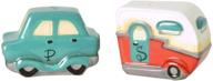 🚗 road trip adventure: car and rv camper ceramic salt & pepper set logo