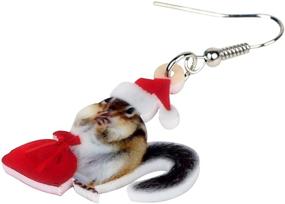 img 1 attached to BONSNY Acrylic Christmas Squirrel Earrings