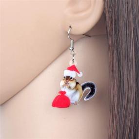 img 3 attached to BONSNY Acrylic Christmas Squirrel Earrings