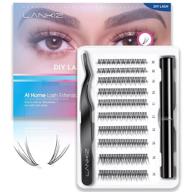 lankiz individual eyelash extensions kit, 12d diy lash extension kit for beginners, 200 pcs individual eyelashes, cluster lashes glue, lash tweezers, 8-14mm mix faux mink, start kit for at-home lash extensions logo