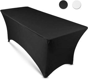 img 4 attached to 🍽️ Rectangular Linen Tablecloth in Black – Food Service Equipment & Supplies