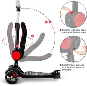 img 3 attached to besrey Kick Scooter for Kids Ages 3-5: Foldable 3 Wheel Scooter with Seat and Adjustable Height for 🛴 Boys and Girls - LED Light Wheels, Rear Brake Included - Ideal for Toddlers and Children 3-8 Years Old