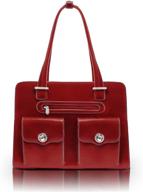 👜 mcklein w series verona top grain cowhide leather 15-inch laptop briefcase for women - fly-through checkpoint-friendly design - red (style 96626) logo