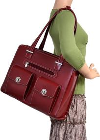 img 3 attached to 👜 McKlein W Series Verona Top Grain Cowhide Leather 15-Inch Laptop Briefcase for Women - Fly-Through Checkpoint-Friendly Design - Red (Style 96626)